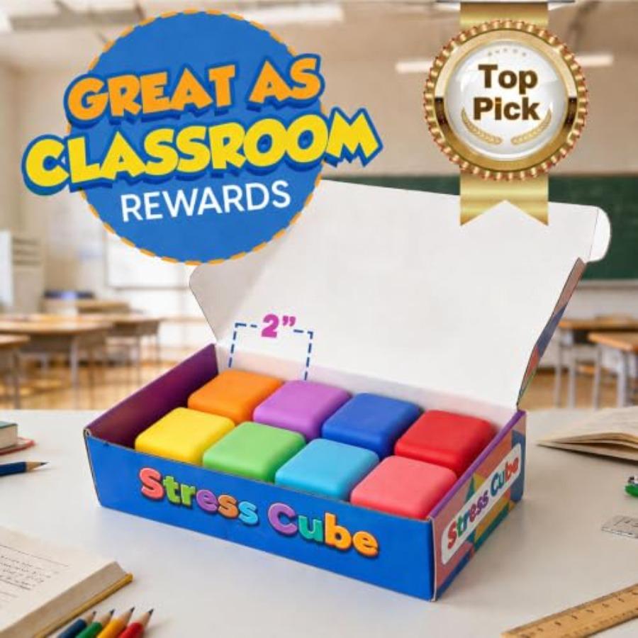 Squishy Fidget Toys For,8Pcs Dough Stress Cube For Stress Relief, Pull Stretch Sensory Squeeze Toys, Classroom Prize Box Toys,