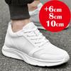Men's 8cm Inner Height Increase Mesh Shoes, Heightening Sports and Casual Shoes, Invisible Inner Height Increase 6cm White Shoes