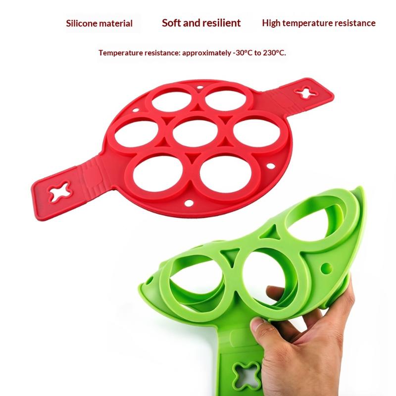 Silicone Non Stick Pot 7-Hole Baking Mold Food-Grade Handle Fried Eggs Pancake Omelet Mold Home Cooking Kitchen Tool Baking Mold