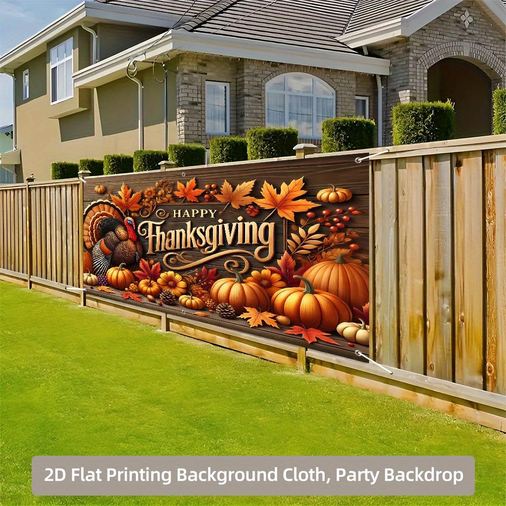 Thanksgiving Garage Door Banner - Thanksgiving Decoration with Turkey Pumpkin and Autumn Leaf Patterns