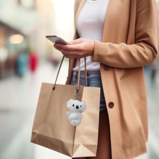Koala Doll Keychain Cartoon Plush Bag Pendant Soft Stuffed Animal Keyring for Backpacks Purses Car Home Decor