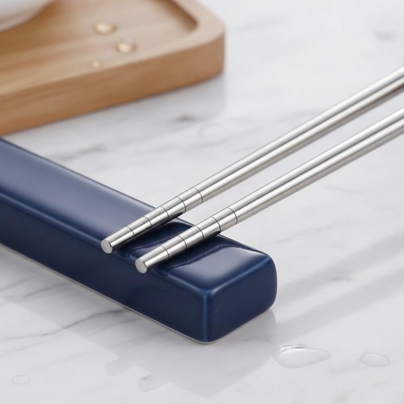 Mold Free Stainless Steel Chopsticks 4 Pairs Non-slip Reusable Cutlery for Home Sushi Restaurant Catering