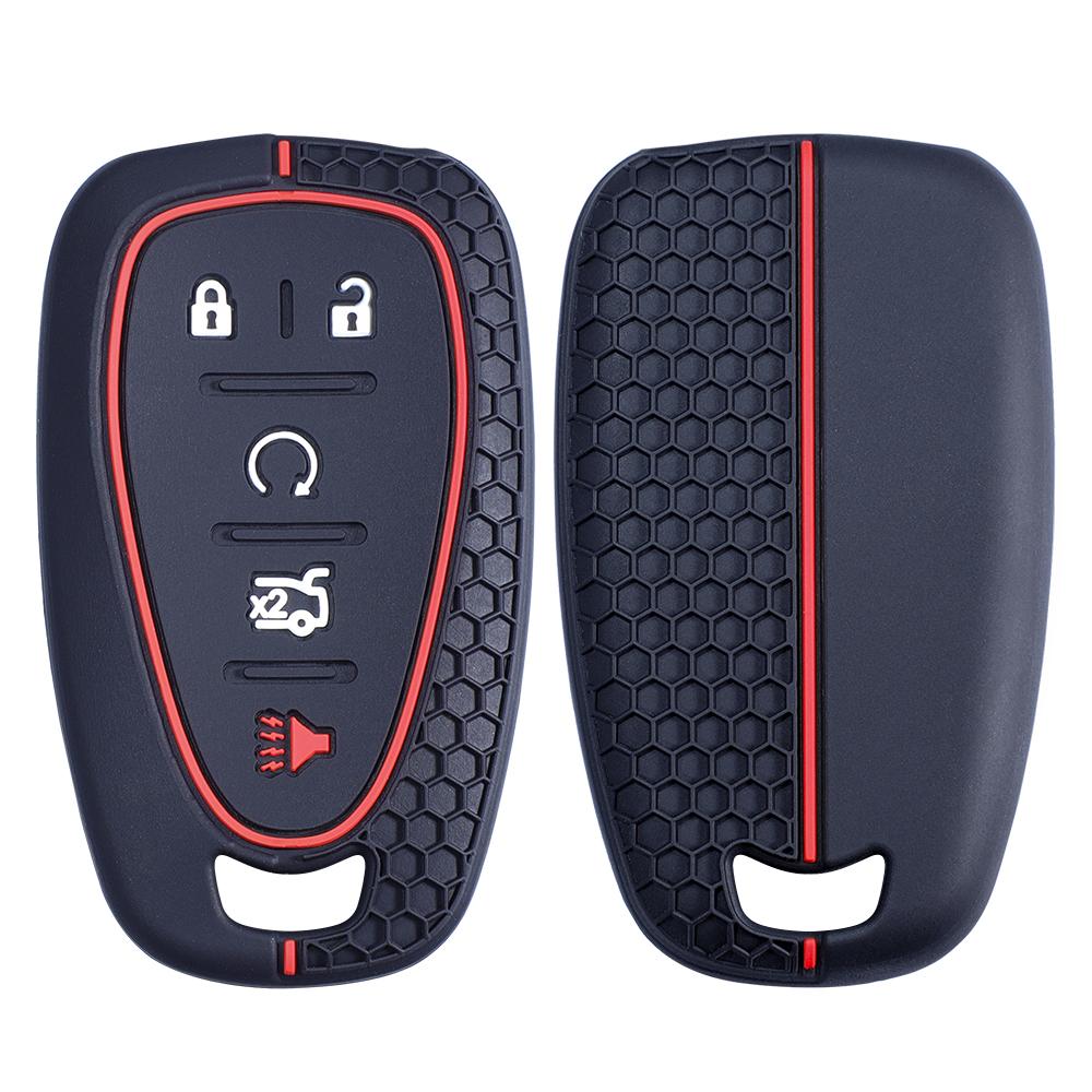 Soft Silicone Key Cover Case Fits For Chevy Traverse Cruze Chevrolet Equinox Malibu 5 Button Silverado Car Smart Key