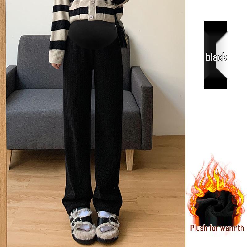 

Брюки флисовые для беременных с широкими штанинами и узором «пшеница»: С высокой талией, Большого размера, Шениль, Длина до пола, для Весны, Осени, Зимы. XL (120-145 lbs)