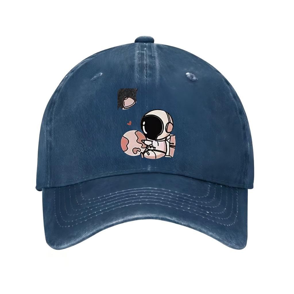 Astronaut Planet Print Baseball Cap Adjustable Casual Polyester Breathable Sports Hat Adult Cap
