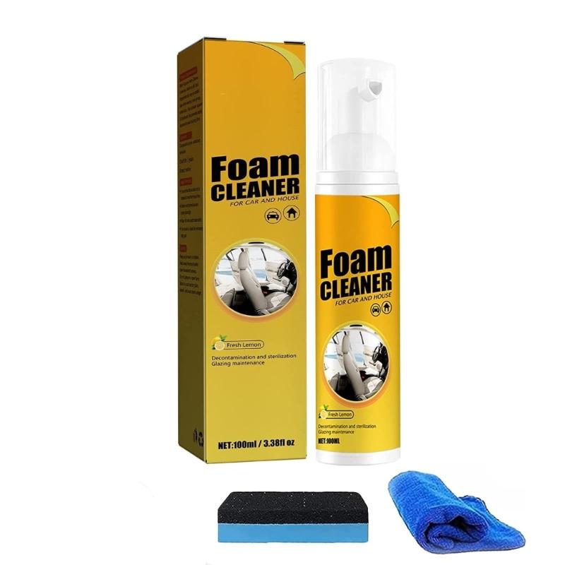 

Multipurpose Auto Foam Cleaner 100ml Set Includes Scrub Sponge Upholstery Cleaner Liquid For Stubborn Stains Removal