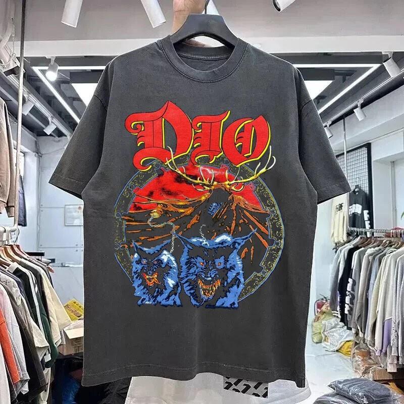 Винтажная футболка унисекс с принтом Dio World Tour, базовая черная, размеры S-5XL KH16127 L