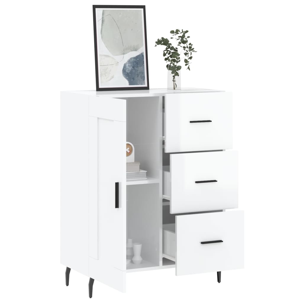 Sideboard High Gloss White 69.5 x 34 x 90 cm Engineered Wood