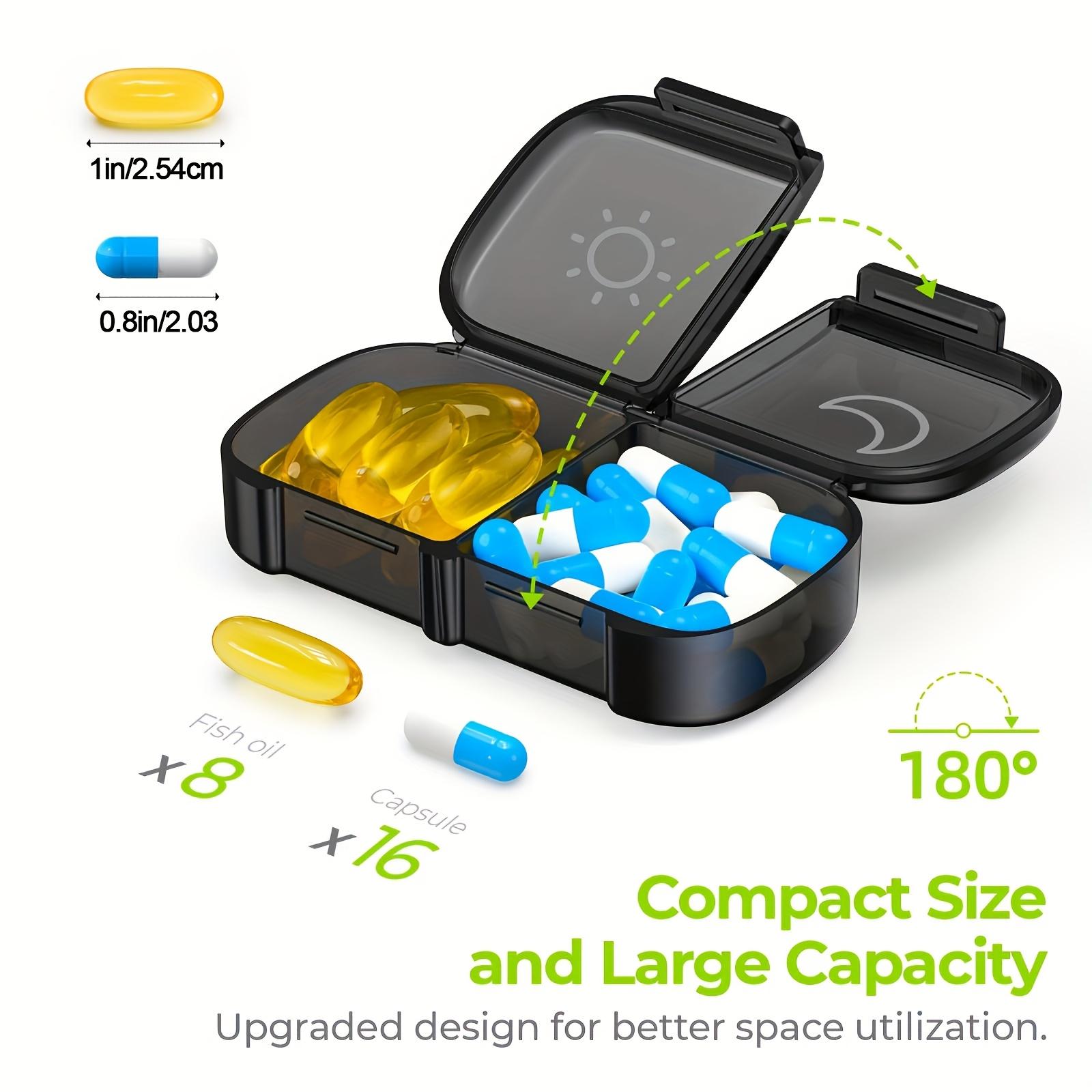 

Weekly Pill Organizer 2 Times a Day, Pill Box 7 Day with One-Side Large Openings, Black Privacy Protection AM PM Pill Case чорний