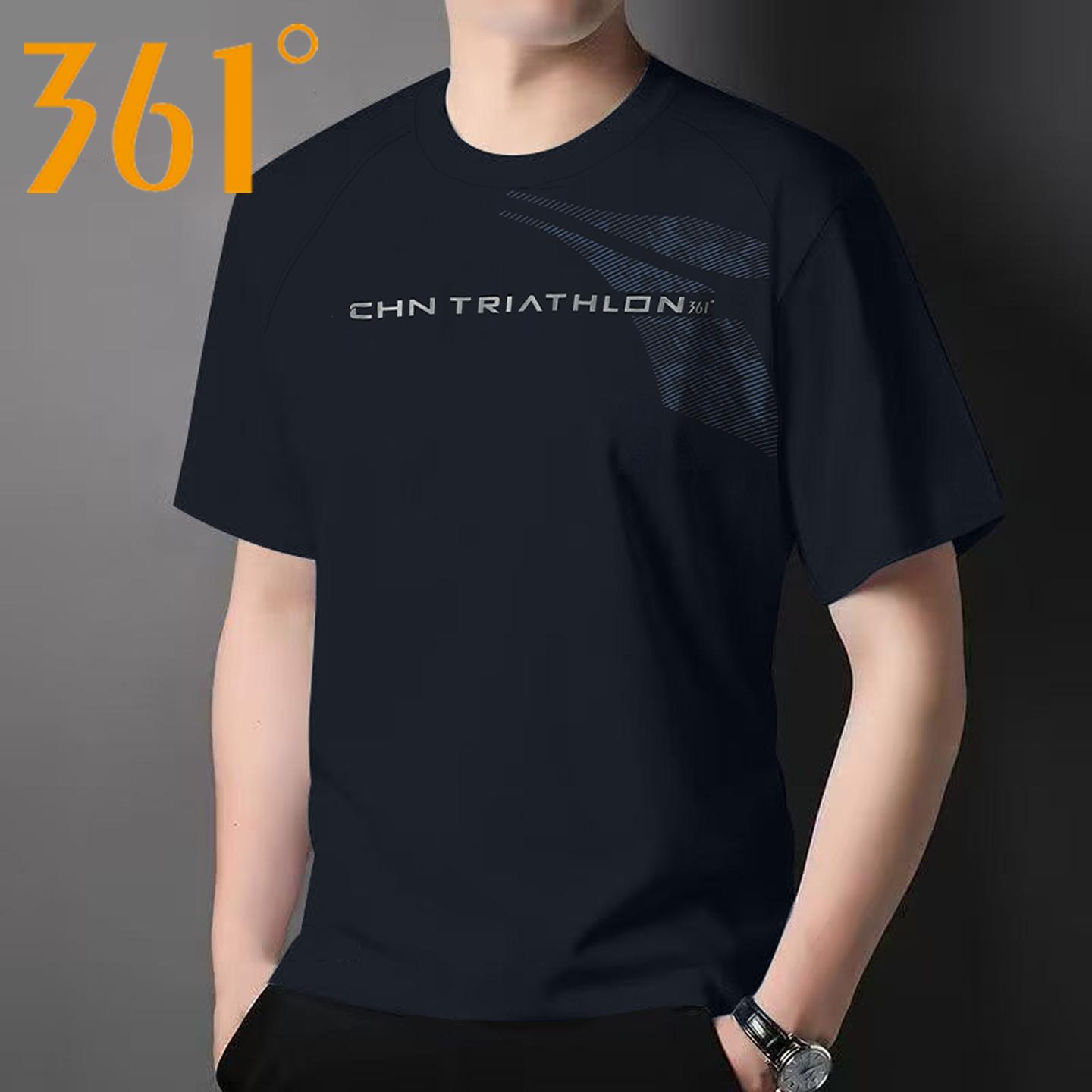 361 Sports Short-Sleeved Men s 2026 Summer New Lightweight Quick-Drying Round-Neck T-Shirt Printed Casual Half-Sleeved Running Top L синий