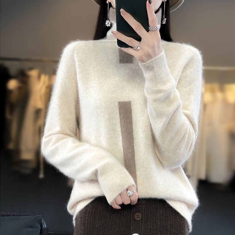 Lafarvie Mink Cashmere Turtleneck Sweater Women Autumn Winter Coloth Soft Warm Jumper Pull Femme Hiver Jumper Pullove Outwear