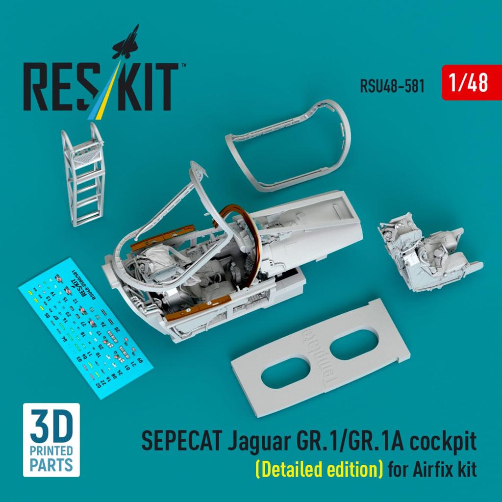 Reskit Jaguar Cockpit Detail Version Plastic Model Parts 1/48 GR.1/1A (for Airfix) RSKU48-0581