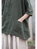 Women's Cotton Linen Hooded Frog Button T-shirt - Autumn/Winter Short Sleeve Sun Protection