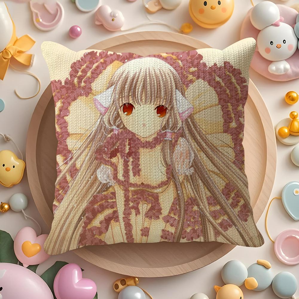 Vintage Anime Chobittsu C-Chobits Pillow Case Sofa Living Room Bedroom Headboard Backrest Cushion Square Cushion