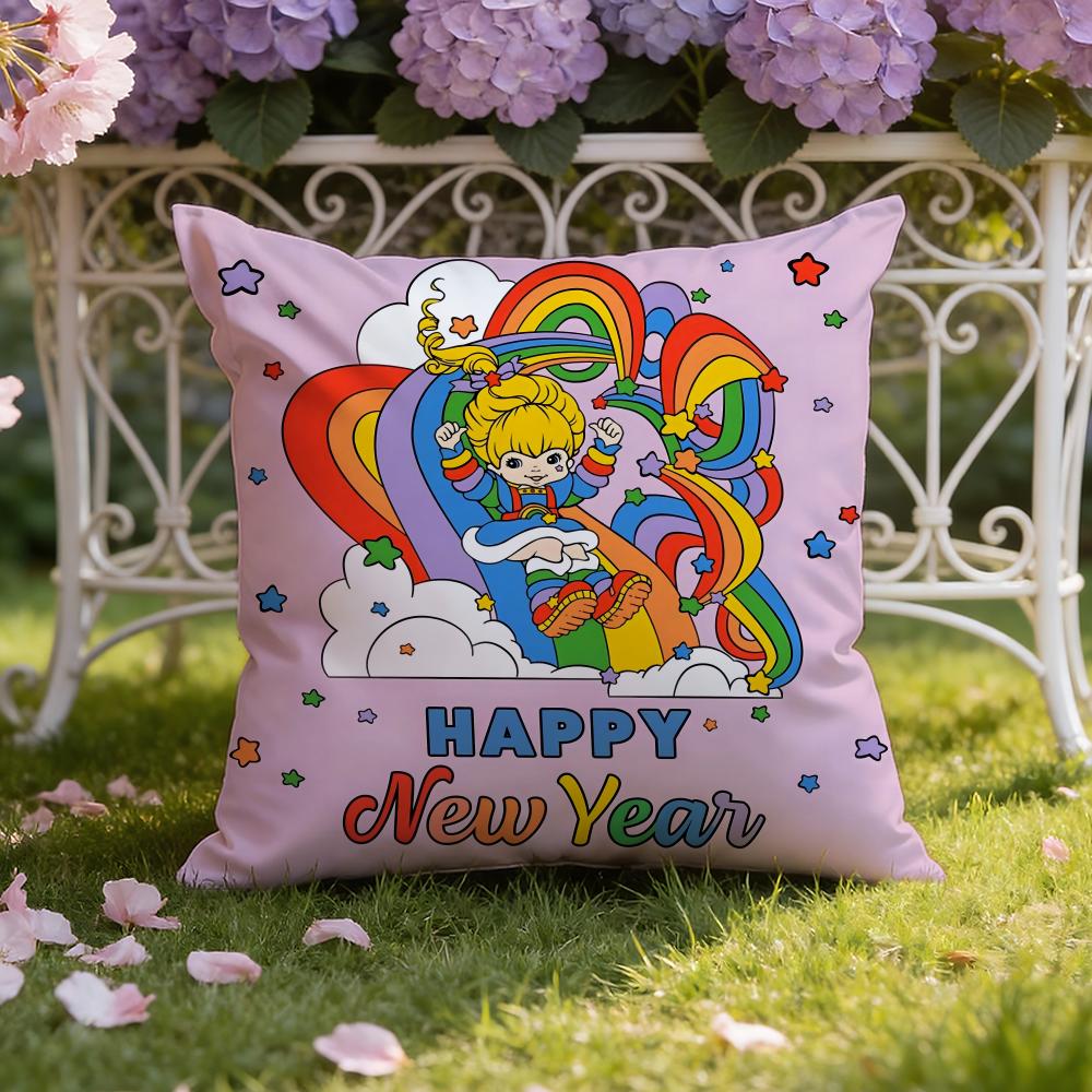R-Rainbows Cute Brite Cushion Cover Home & Car Dual-Scene Pillow Cover: Reversible for Premium Comfort