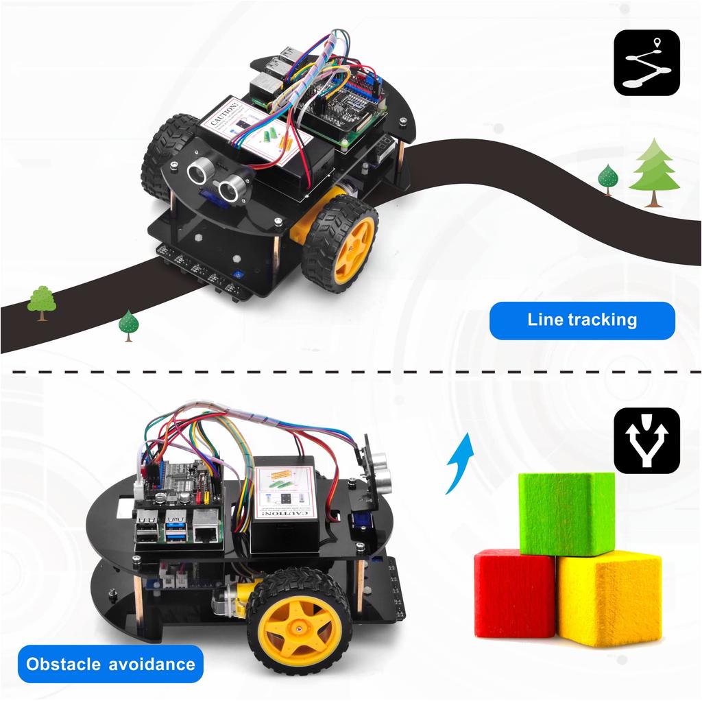 OSOYOO Robot Car Smart Compatible with Raspberry Pi and DIY Smart Kit for STEM Learns Python Programming for Middle School Students and Includes Line