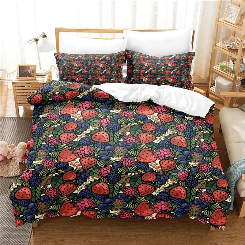 Tropical Fruit Duvet Cover Pineapple Watermelon Orange Bedding Set Lemon Strawberry Comforter Cover King For Kids Adults Decor