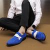 Scarpe Eleganti da Uomo Stile Britannico Taglia Plus 48 Scarpe Eleganti in Pelle Scamosciata Blu da Uomo Autunno Slip On Casual Formal Mocassini da Uomo