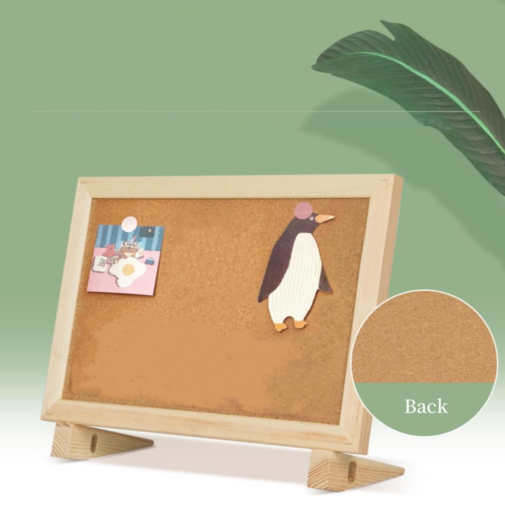 Desktop Cork Board Stand Rectangle Wood Frame Small Bulletin Board Vision Board