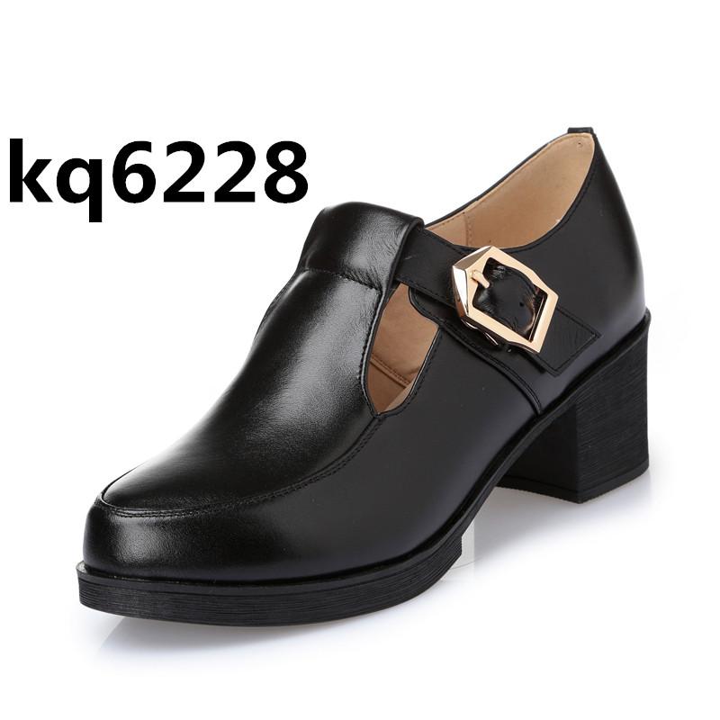 Fashion GKTINOO New 2024 Fashion Women Mary Janes High Heels For Ladies Work Shoes Platform Pumps Women Genuine Leather Shoes