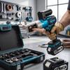 Electric Hydraulic Cable Crimping Tool Portable Wire Lug Crimper and Dies for Copper Aluminum Terminals Blue US Plug