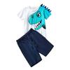 Boys Short Sleeve T-Shirt Set with Dinosaur Print Kids Shorts Summer Casual 2-Piece Outfit