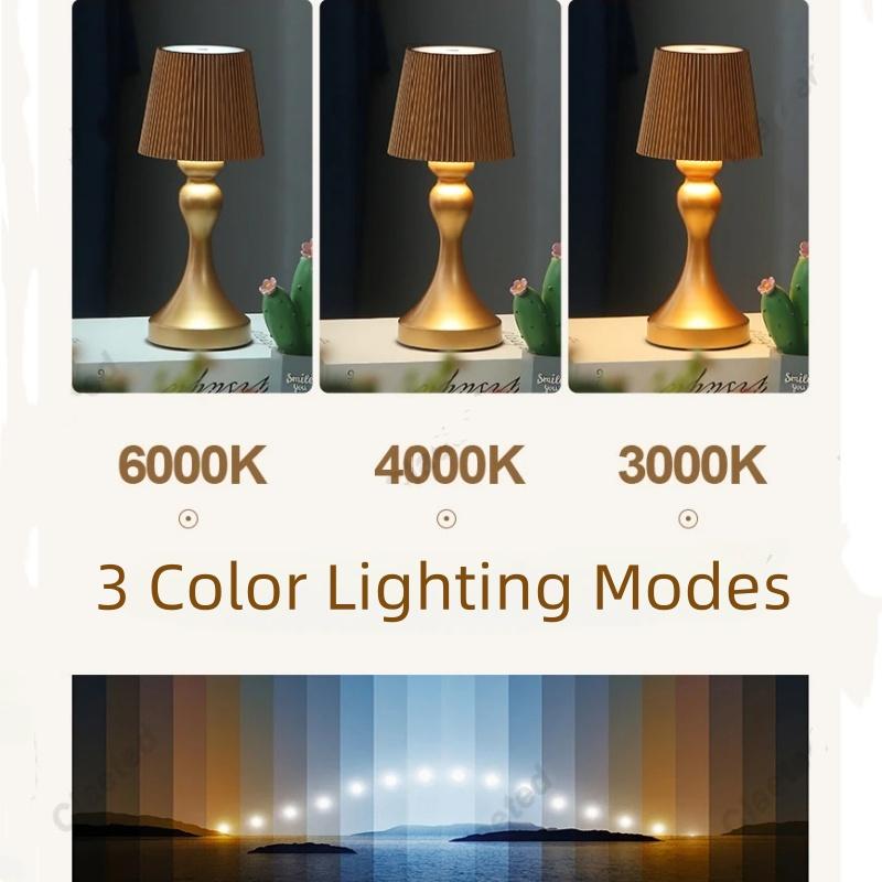 Lampe de table rechargeable sans fil, variateur tactile, USB, portable, barre de chargement, décoration vintage, veilleuse d'ambiance