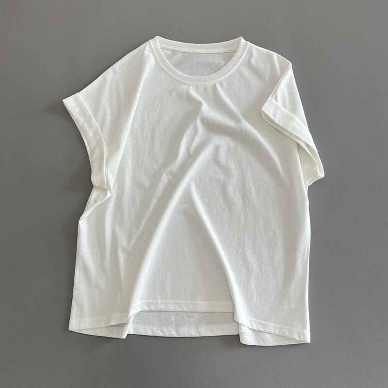 Women Summer Loose Round Neck T-Shirt Cotton Short Sleeve Casual Base Layer Tops