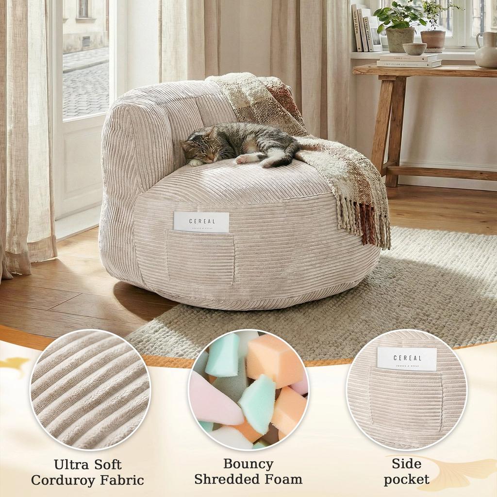 Übergroßer Sitzsack für Erwachsene, Riesiges Bodensofa aus Memory-Schaum, Großes Faulsofa