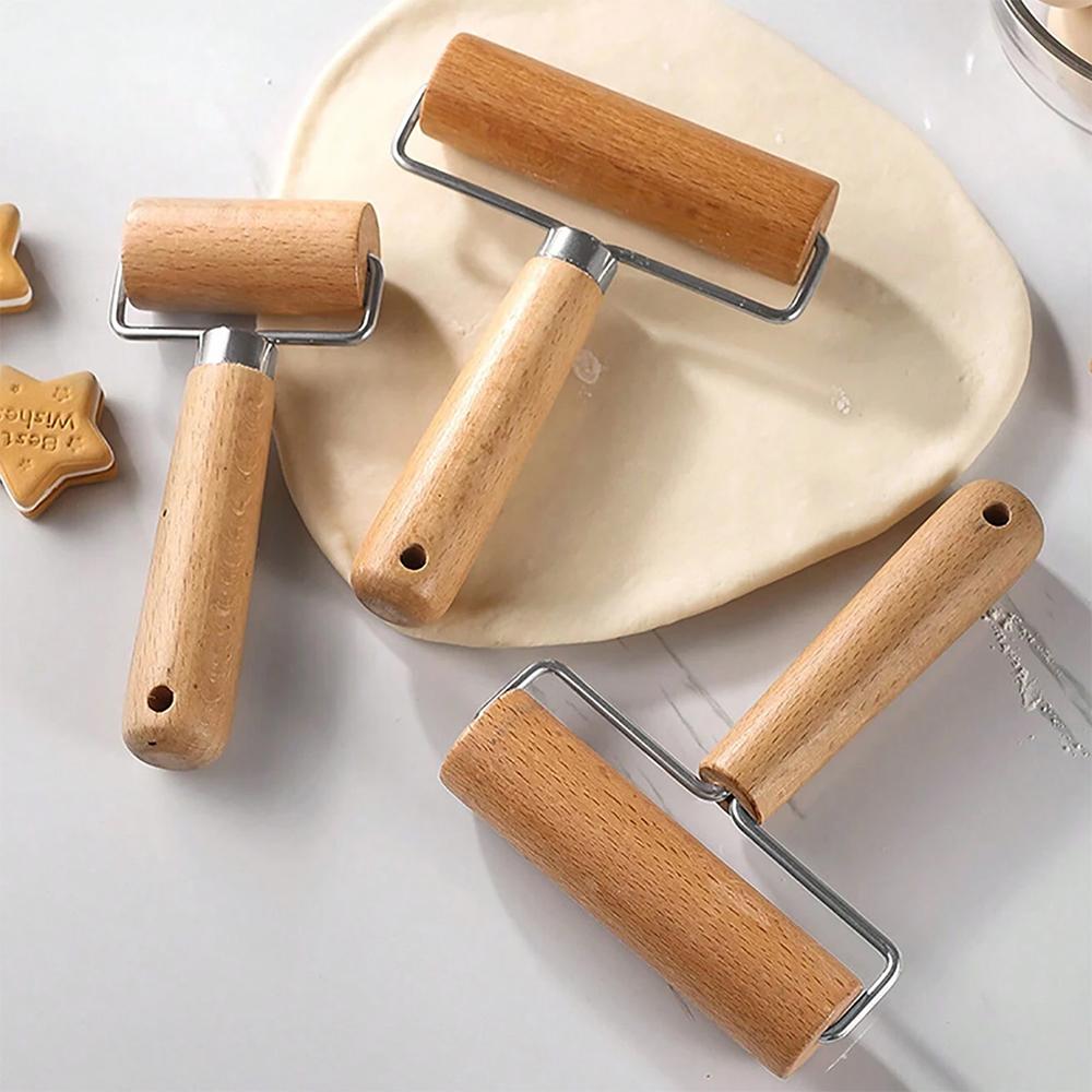 Wood Rolling Pin With Handle for Baking Dough Roller Pastry Pasta Pizza Roller Kitchen Utensils