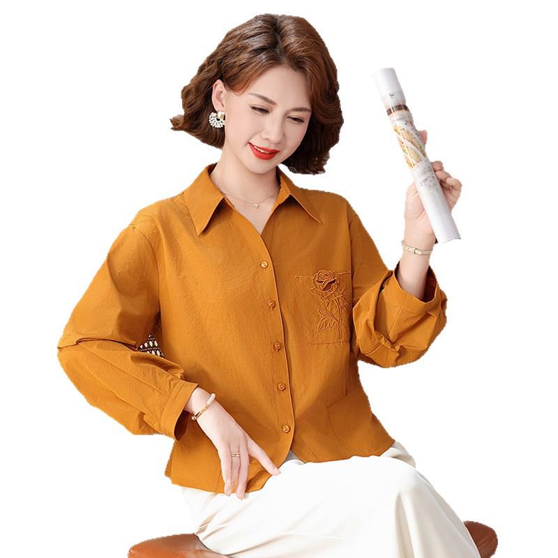 Spring 2026 Elegant Plus Size Shirt for Middle-Aged & Elderly Women - Loose, Fashionable, Versatile, and Lightweight Top