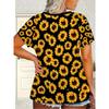Plus Size Women's 3D Printed Sunflower Pattern T-shirt An Elegant Casual Crew Neck Short Sleeved Top