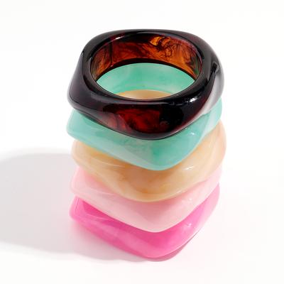 Summer Trendy Acrylic Square Cuff Bracelets for Women Candy Color Chunky Geometric Wide Bangle Stackable Jewelry Birthday Gift