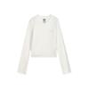 X Rosé Collaboration Simple Versatile Long Sleeve Regular Logo T-Shirt Women Tops White 633805_77