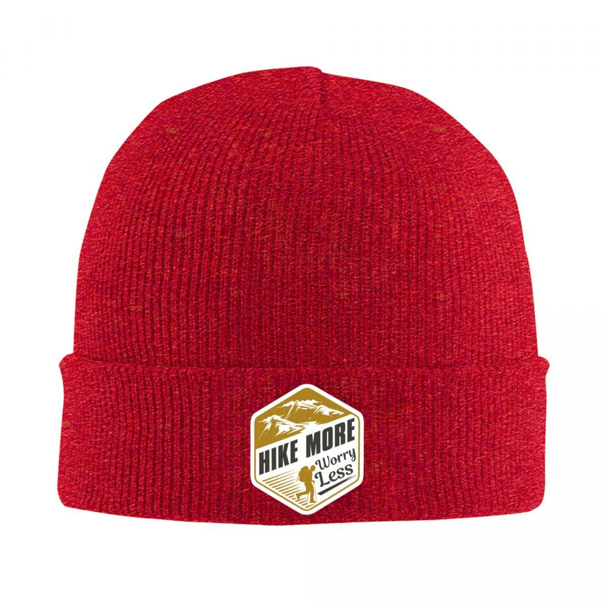 

Hiker Hike More Worry Less Warm Knitted Cap Fashion Bonnet Hat Autumn Winter Outdoor Beanies Hats for Men Women Adult One Size