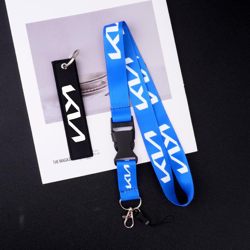 HFVY8 Car Keychain Neck Wear ID Card Pass Lanyard Nylon Long Keyring Ribbon For KIA KN Rio Ceed Sportage Cerato Sorento Optima Picanto