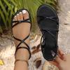 2026 Plus Size Thin Strap Roman Beach Sandals for Women - Flat Bottom Outdoor Skirt Wear