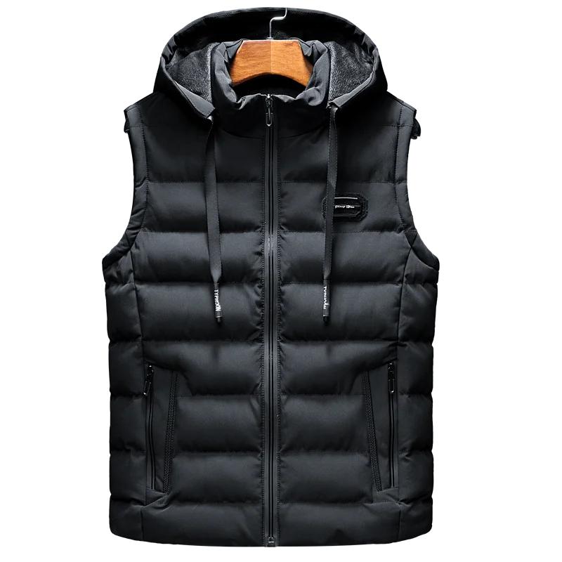 New Hooded Casual Vest Jacket for Men Autumn Winter Warm Sleeveless Jacket Fashion Comfortabel Zipper Waistcoat Plus Size
