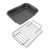 Roast Pan with Rack Rectangle Broiling Pan Carbon Steel Iron Handle Anti Stick Dishwasher Safe Baking Pan for Turkeys