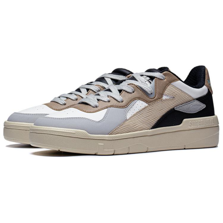 Li Ning We Wo Lite Comfortable Breathable Non-Slip Wear-Resistant Low-Top Skate Shoes Men sneaker Gray Brown AGCT115-2