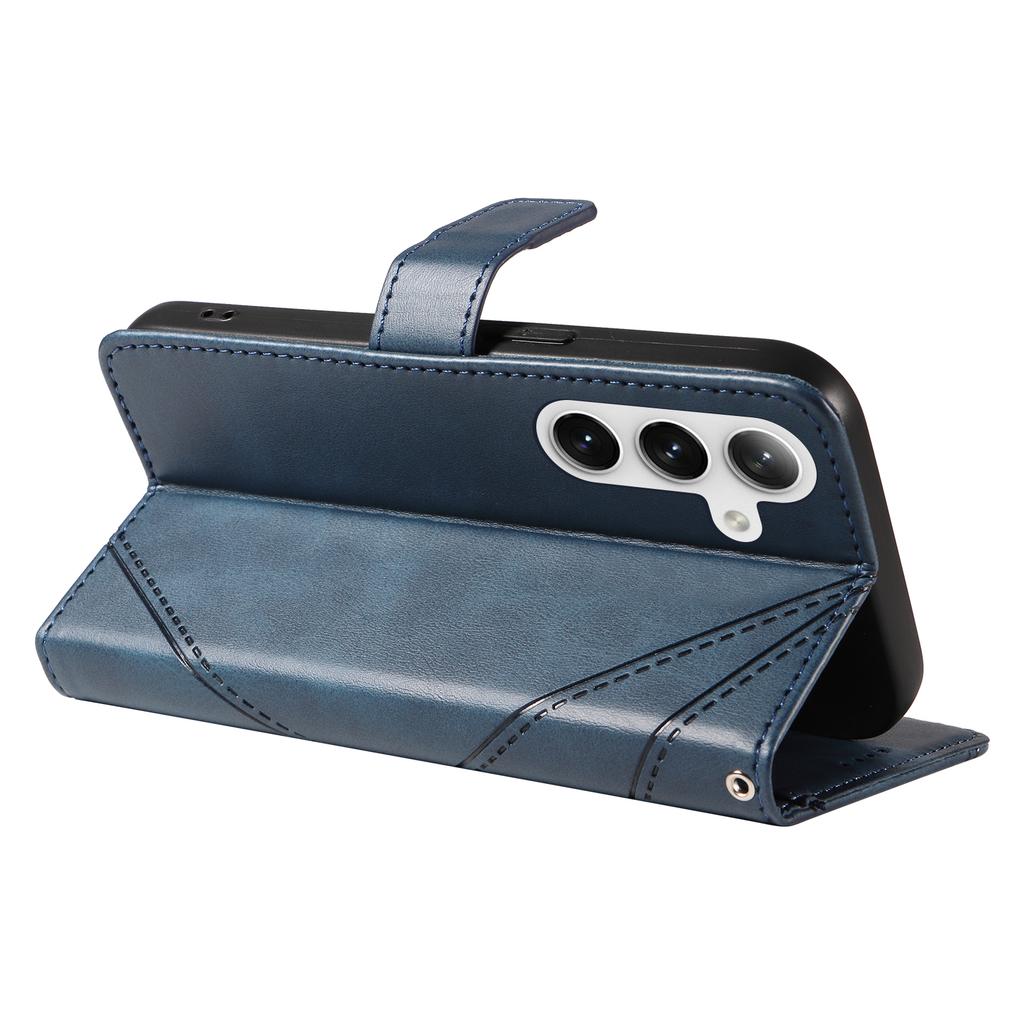 Etui na Samsung Galaxy S25/S24 Portfel ze skóry PU o fakturze cielęcej Pokrowiec na telefon Geometryczna linia