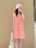 Cotton A-line Black Tie-Up Dress - Sleeveless, Standard Fit, New Summer Arrival