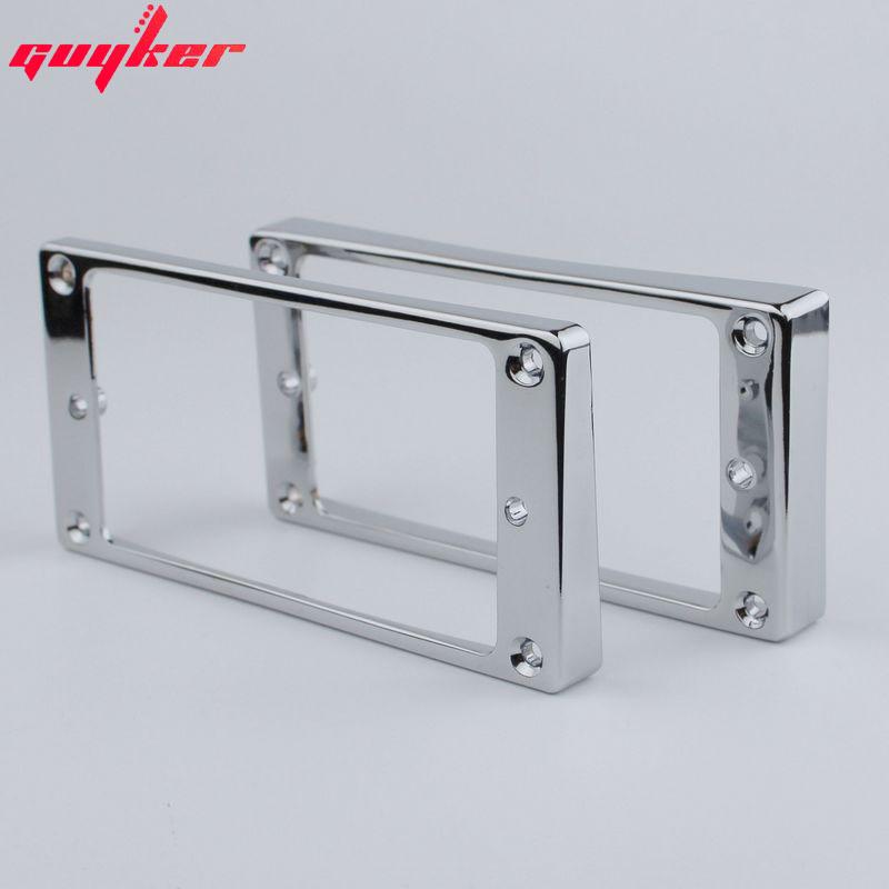 1 Set Guyker Curved Bottom Metal Humbucker Pickup Mounting Ring Set Bridge And Neck Pickups Cover Frame With Lp Electric Guitar