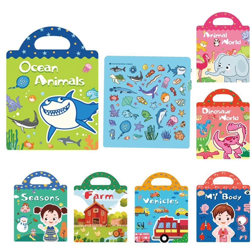 

Educational Kids Quiet Book Waterproof Scene Quiet Stickers Portable Cartoon Sticker Book for DIY Style 6