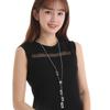 Long Chic Titanium Steel Chain Necklace For Women Featuring Dazzling Geometric Pendant And Stylish Design