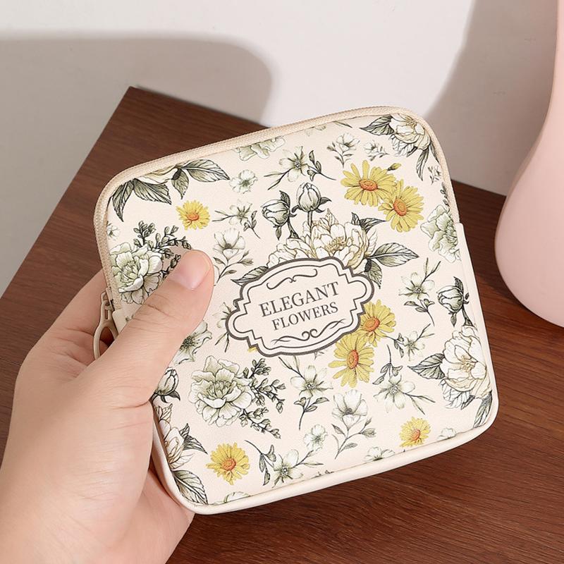 Creative PVC Sanitary Pads Bag Large Capacity Multipurpose Cosmetic Bag Portable Coin Purse Fashion Earphone Small Storage Bag