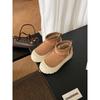 Womens Winter Snow Boots Low-Cut Thick Sole Waterproof Warm Faux Fur Lined Cowhide Outdoor Casual