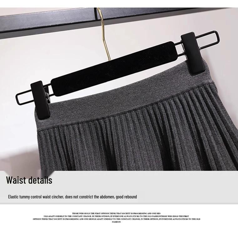 Women's Wool Knitted Pleated A-Line Skirt – Perfect for Autumn and Winter