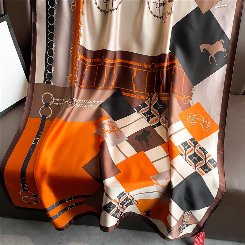

Pony three-dimensional luxury scarf ring with goods, new silk scarf, long large size travel shawl, sun protection 180*90cm