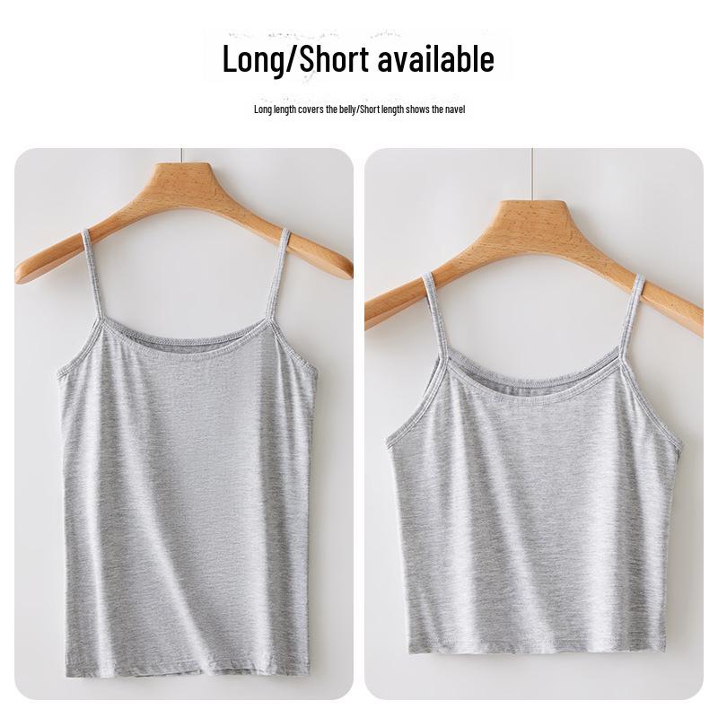 Women's Modal Black Slim Fit Camisole: Large Size, Short Length, Spring & Summer Base Layer.